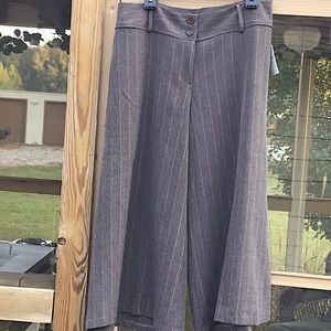 Coco Club Tan Metallic Pinstriped Wide Leg Pants